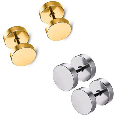 ShobhRam 2 Pair Silver Gold studs Earring Bali Hoop ComboEarring-51 Metal Stud Earring