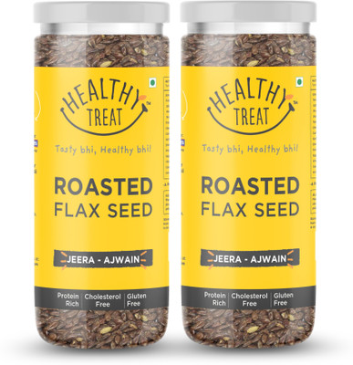 Healthy Treat Roasted Flax Seed - Jeera Ajwain Combo 300 gm Pack of 2 ,150 gm Each Brown Flax Seeds(2 x 150 g)