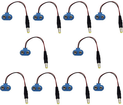 Auslese 9V Battery Snap Connector to DC Male Electronic Hobby Kit - set of 10pcs Interconnect Electronic Hobby Kit