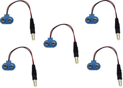 Auslese 9v Battery snap cap clip with DC jack for led strip & all type of development board- set of 5 Pcs Electronic Components Electronic Hobby Kit