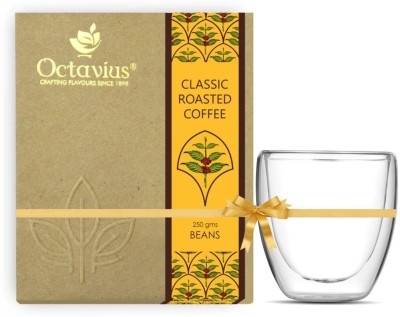 Octavius Classic Roasted Coffee Beans With Double Wall Cup Combo(250 Gms, 250 Ml)