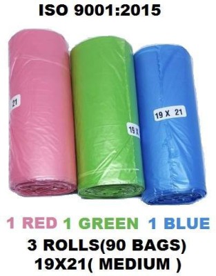 Vruta 03 ROLL 1GREEN,1BLUE,1RED 19X21 ,biodegradable garbage bag Medium 13 L Garbage Bag  Pack Of 90(90Bag )