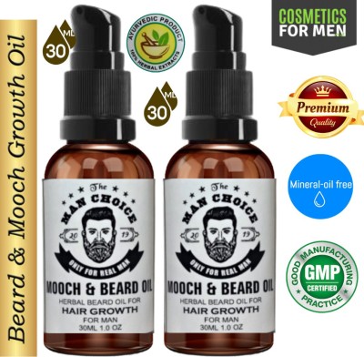 THE MAN CHOICE ONLY FOR REAL MAN HERBAL PREMIUM BEARAD & MOOCH OIL -11x Oils Blend For Beard Repair & Growth Hair Oil(60 ml)