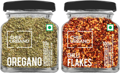 Chef Urbano Combo of Oregano 70g and Chilli Flakes 100g Combo(Oregano - 70g, Chilli Flakes - 100g)