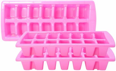 Morvi Wonder Plastic Prime Keroline Small Fridge Ice Tray Set, 3 pc Ice Tray with 14 Cube, Pink Color, Made In India, Pink Plastic Ice Cube Tray(Pack of3)