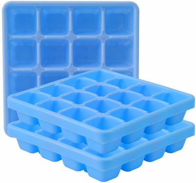 Morvi Wonder Plastic Prime 160 Ice Tray Set, 3 pc Ice Tray with 16 Cube, Blue Blue Plastic Ice Cube Tray(Pack of3)