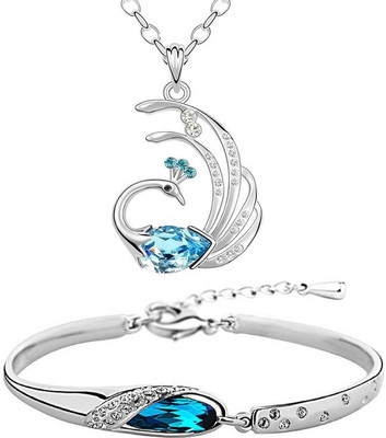Om Jewells Alloy Rhodium Blue, Silver Jewellery Set(Pack of 1)