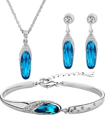 Om Jewells Alloy Rhodium Blue, White Jewellery Set(Pack of 1)