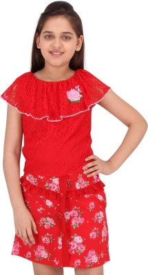 Cutecumber Baby Girls Casual Top Skirt(Red)