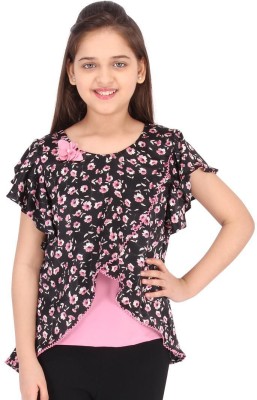 Cutecumber Girls Casual Georgette Top(Multicolor, Pack of 1)