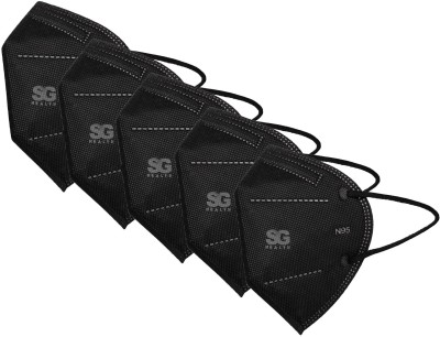 SG HEALTH N-95 Face Mask (Made in India)(Black) (5)(Free Size, Pack of 5)