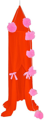 Creative Textiles Polyester Adults Washable mn pom pom Mosquito Net(Red, Ceiling Hung)