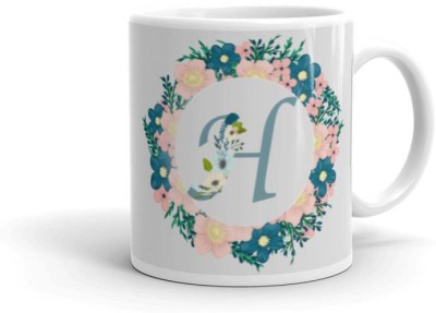 beautric Letter H printed Ceramic Coffee Mug(350 ml)