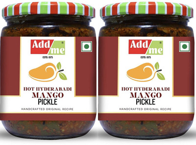 Add me Hot Mango Pickle in Garlic Masala 1KG, Aam ka achar in lehsun adrak Glass jar 2 x 500gm Mango Pickle(2 x 0.5 kg)