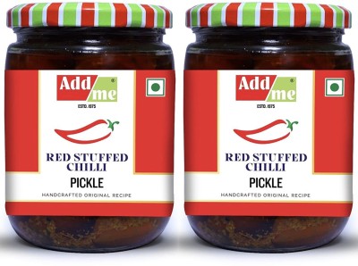 Add me Home Made Red Stuffed Chilli Pickles 1kg Rajasthani lal mirch ka achar Glass jar red Chilli Pickle 2x500gm Red Chilli Pickle(2 x 0.5 kg)