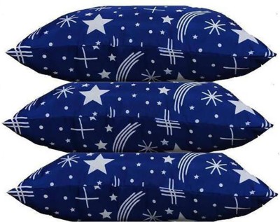 Platre Premium Blue Star Print Microfibre Abstract Sleeping Pillow Pack of 3(Blue)