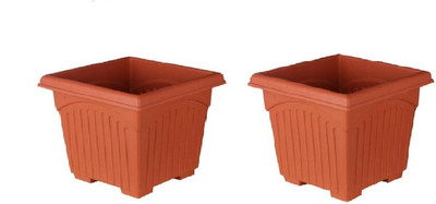 Naturally Green by O2H2O LLP Square Pot Malta 10 inch pack of 2 Plant Container Set(Pack of 2, Plastic)