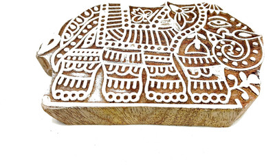 PRANSUNITA Big Size Wooden Printing Fine Block – Elephant Design (14 x 9 cm)- Fabric Printing, Clay Pottery, Crafts, Body Tattoo, Scrapbook Print and More Printing Blocks(Pack of 1)