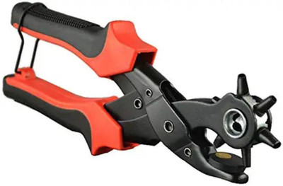 BEAUTRISTRO Interchangeable Revolving Punch Heads Metal Punch Plier Repair Tools Multi-Tools for Punching Holes in Leather Strap Waist Belt Waist Band (Medium) Punches & Punching Machines(Set Of 1, Orange Black)