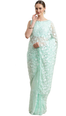 RIYANSHI Embroidered Bollywood Net Saree(Light Green)
