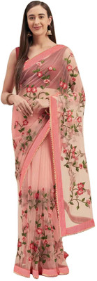 RIYANSHI Printed Bollywood Net Saree(Pink)
