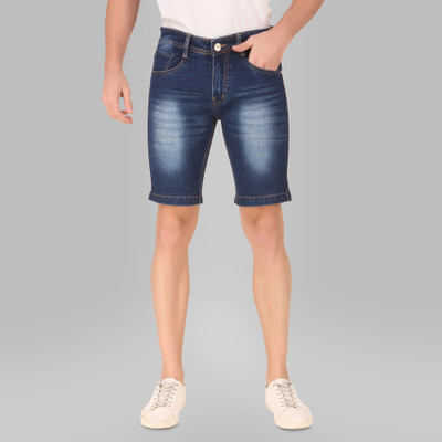 Sobbers Dyed/Washed Men Dark Blue Denim Shorts