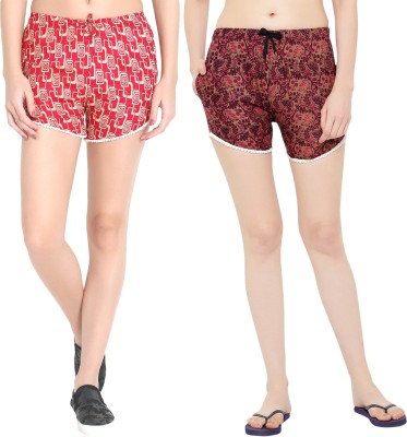 GUTI Floral Print Women Multicolor Night Shorts