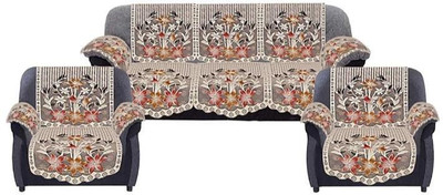 onterio fabs Cotton 3+2 Seater Sofa Floral Cover(Pack of 16 Brown)