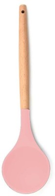 Flipkart SmartBuy Premium Silicone Ladle - with Wooden Handle, Pink Non-Stick Spatula(Pack of 1)