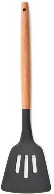 P-PLUS INTERNATIONAL PPLUS_WOOD_SLOTTED_BLACK_1 Mixing Spatula(Pack of 1)