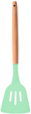 P-PLUS INTERNATIONAL PPLUS_WOOD_SLOTTED_GREEN_1 Mixing Spatula(Pack of 1)