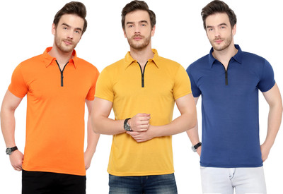Moordale Solid Men Polo Neck Multicolor T-Shirt