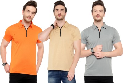 Tivy Solid Men Polo Neck Multicolor T-Shirt