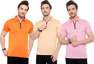 Moordale Solid Men Polo Neck Multicolor T-Shirt