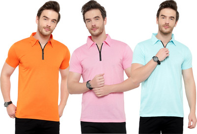 Tivy Solid Men Polo Neck Multicolor T-Shirt