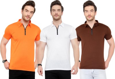 Adorbs Solid Men Polo Neck Multicolor T-Shirt