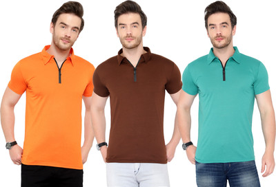 Moordale Solid Men Polo Neck Multicolor T-Shirt