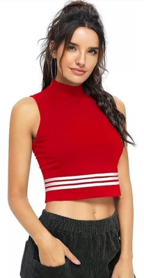 mam and you Casual Sleeveless Solid Women Red Top