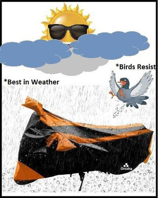 Onisha Waterproof Two Wheeler Cover for Bajaj(Discover 110, Orange, Black)