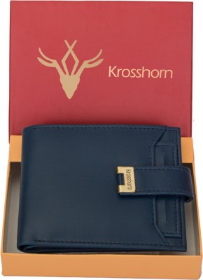 Krosshorn Men Blue Artificial Leather Wallet(8 Card Slots)