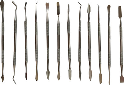 MyJerry Stainless Steel Clay Sculpture Wax Carving Tools Double Ended Spatulas / Carvers for Dental, Pottery, Modeling Art Craft (Silver) - Set of 12