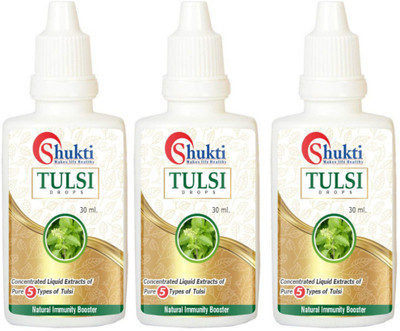 Shukti Tulsi Drops | Panch Tulsi Amrit Drops | Ayurvedic Immunity Booster ( 3 x 30ml )(Pack of 3, 90 ml)