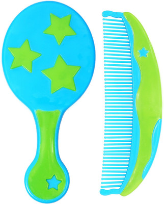 1st Step Baby Comb and Brush Set/Grooming Set with Soft Bristles(Blue)