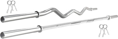 STARX 3Ft Curl Rod and 5Ft Straight Rod 20MM Gym Weight Lifting Bars Weight Lifting Bar