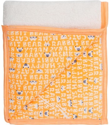 NAMAN Self Design, Printed Crib Hooded Baby Blanket for  AC Room(Polyester, Orange)