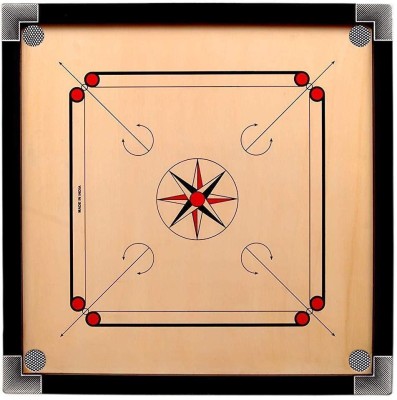 PLAY Rabbits Medium Size 26 Inch Carrom Gloss Finish Ply with Plastic Coins, Strikers 5 cm Carrom Board(Black, Brown)