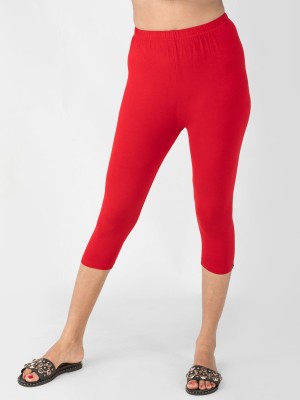 INDIAN FLOWER women capri leggings Women Red Capri