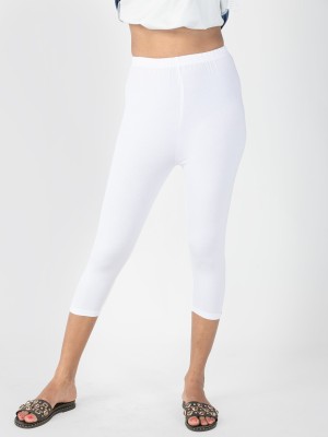 INDIAN FLOWER women capri leggings Women White Capri