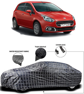 APNEK Car Cover For Fiat Punto Evo (With Mirror Pockets)(White, Black)