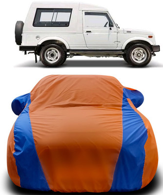 Gavya Car Cover For Maruti Suzuki Gypsy MG-410 (With Mirror Pockets)(Orange, Blue)